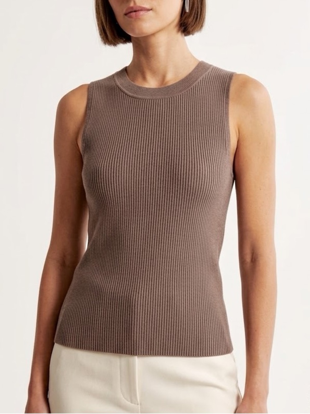 Abercrombie & Fitch Ribbed Sweater Tank Top Size XS Knit Brown Taupe Fall winter